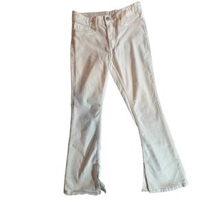 H&M Flare Jeans Girls Size 12 White Low Waist Split Hem Stretch Denim Pants